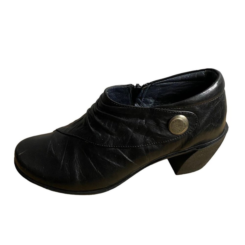 Romika Women's Black Leather Antique Victorian Steampunk Ankle Boots